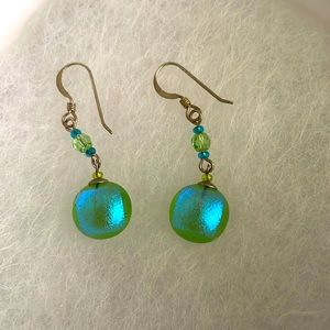 Blue green iridescent earrings